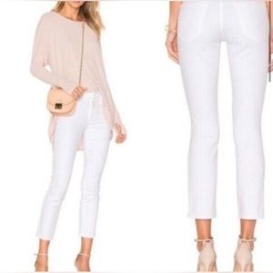 Mother Women's Size 25 Stayin Alive White The Looker Crop Stretch Jeans White